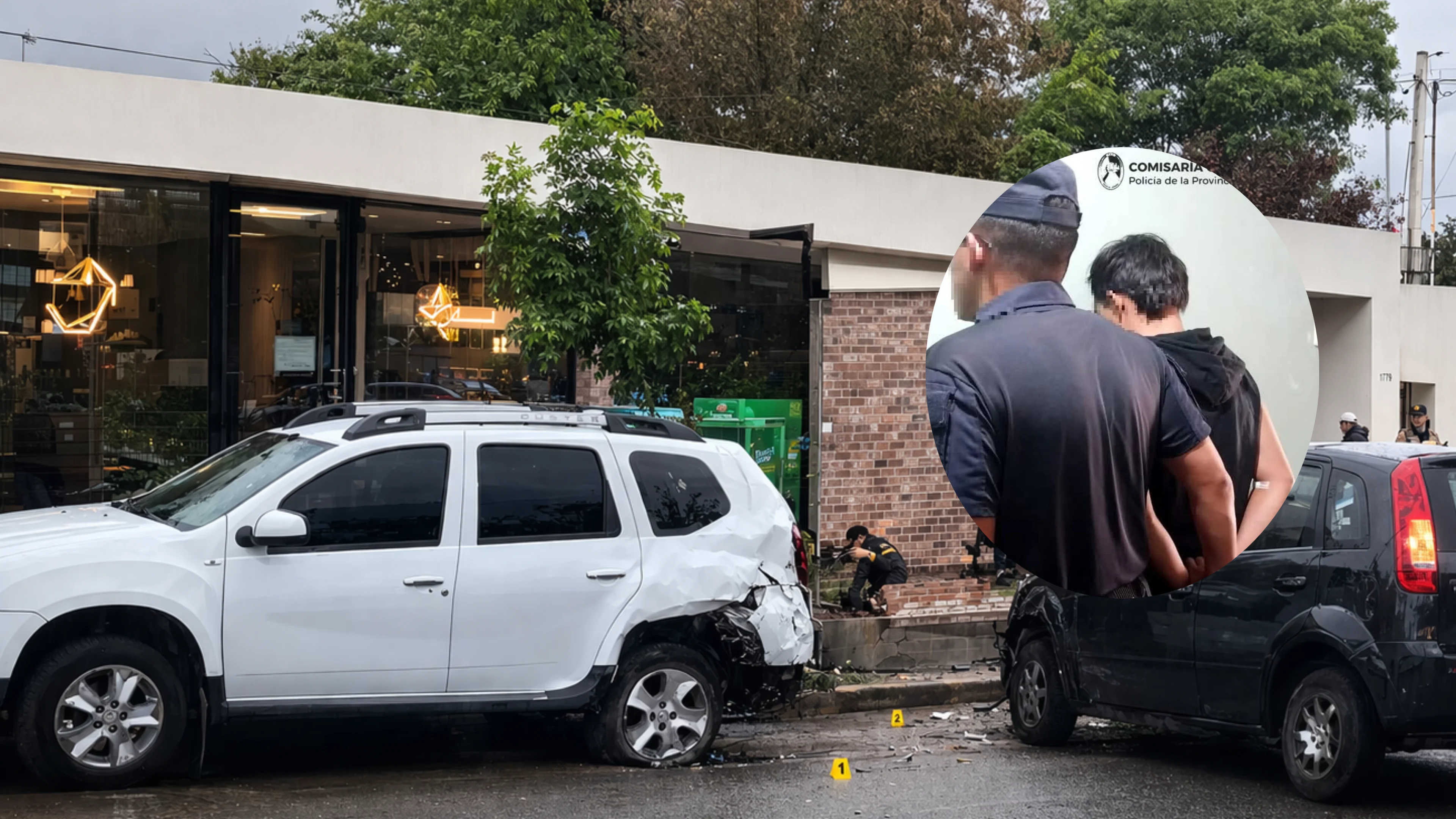 Borracho choco dos autos y quedó detenido
