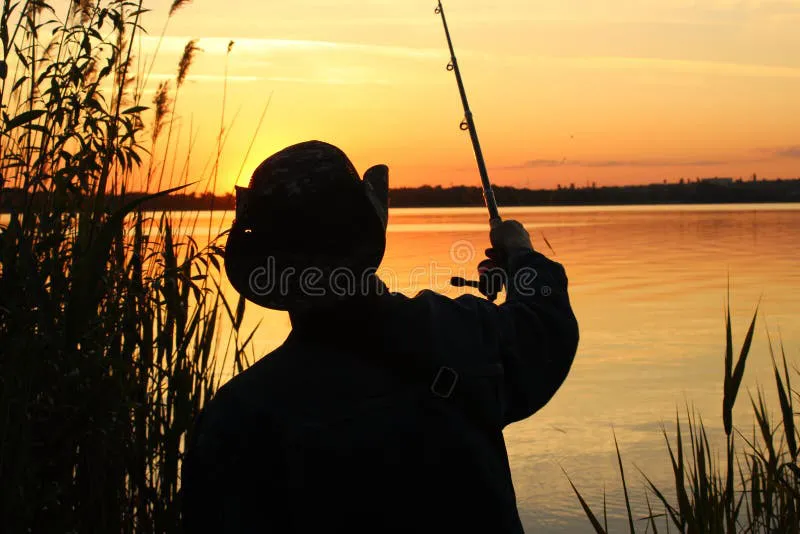 un-joven-pescador-con-sombrero-lanza-una-caña-de-pescar-al-río-atardecer-silueta-hombre-en-la-naturaleza-noche-pesca-campo-219569212