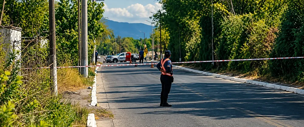 Carretera acordonada por la policía